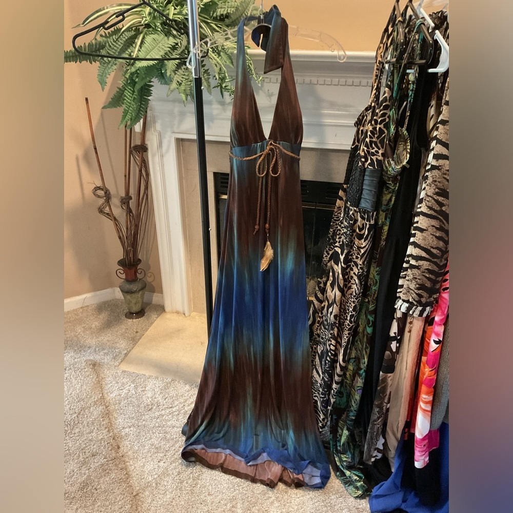 Boho tie neck maxi dress.